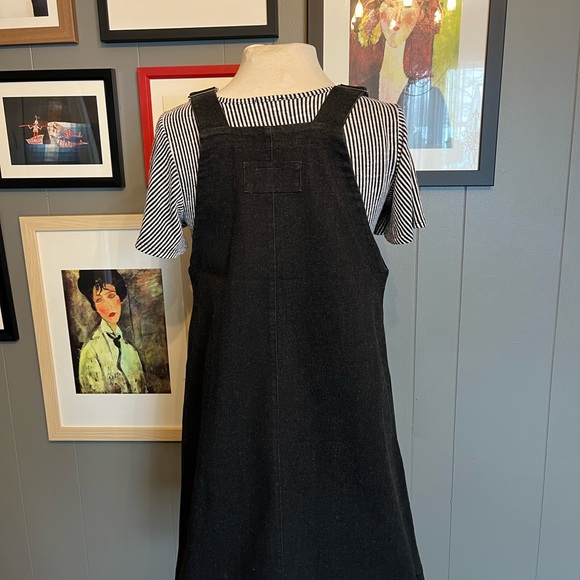 The Damnsels Up-Cycled Black Denim Overall Dress Women’s Size Large - Picture 3 of 9